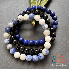 Carregar imagem no visualizador da galeria, 3 Pulseiras de Pedras Naturais Lápis Lazuli, Onix e Sodalita. Fortalece a Espiritualidade e Afasta Atques Energéticos
