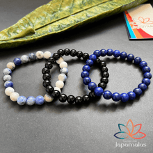 Carregar imagem no visualizador da galeria, 3 Pulseiras de Pedras Naturais Lápis Lazuli, Onix e Sodalita. Fortalece a Espiritualidade e Afasta Atques Energéticos
